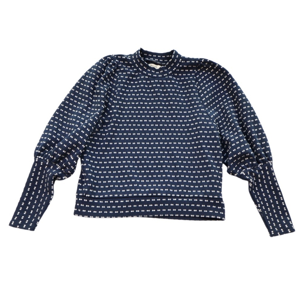 Madewell Balloon Sleeve Knit Top XS Navy Patterned Sweater